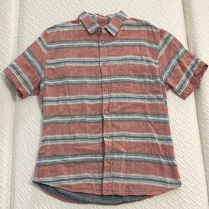 Marine Layer Lightweight Shirt with Coconut Shell Buttons Red Green Blue Medium